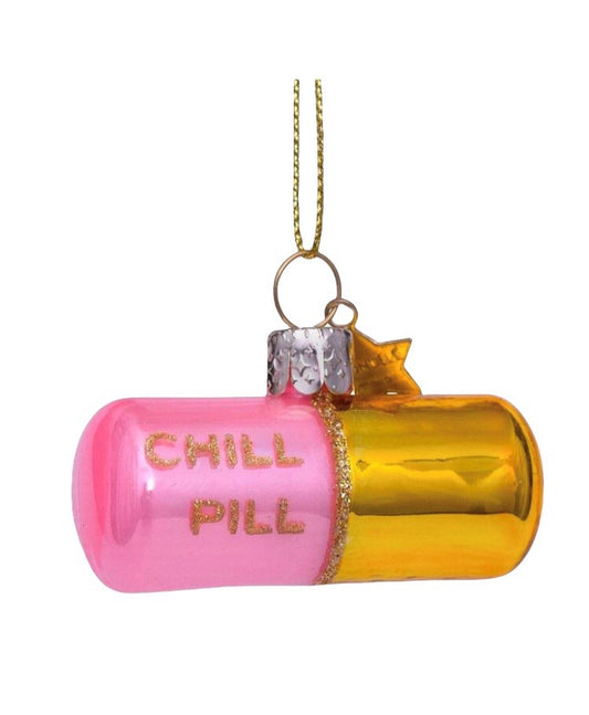 Pink & Gold 'Chill Pill' Tree Decoration