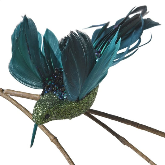 Teal Glitter Hummingbird Clip