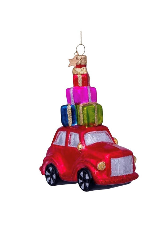 Red Car with Presents Tree Decoration