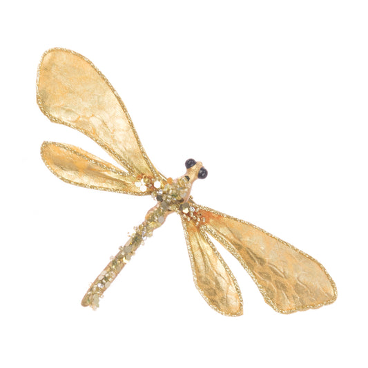 Golden Sparkle Dragonfly Clip Decoration