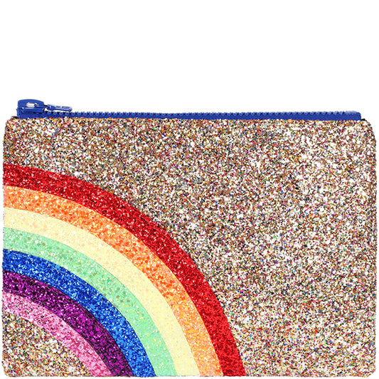 Rainbow Gold Glitter Clutch Bag